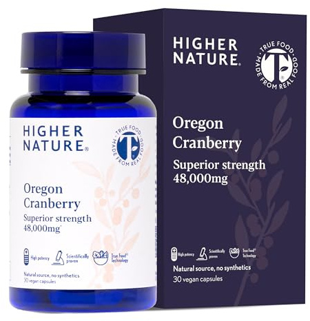 Higher Nature Oregon Cranberry Tablets - True Food® Formula - 30 Capsules | 48,000mg Superior Strength, UTI Support for Women & Men, High Strength Cranberry Concentrate 200x, Sugar Free