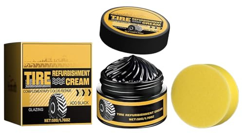 Generisch Reifenglanz Gel, Tiefschwarzer Reifen Glanz Für Autoreifen, Langlebige Reifenpflege Gegen UV, Wasserfester Tire Shine Für Werkstatt Und Auto Pflege (50g)