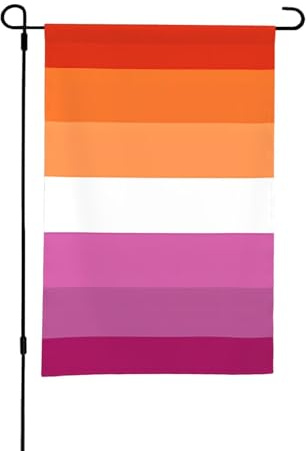Orange Magenta Lesbian Pride Flagge Gartenflagge doppelseitig für den Hof geeignet für draußen oder Garten Terrasse Hofdekoration 18x12in