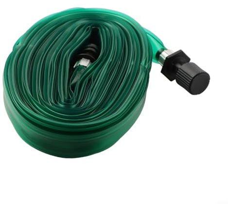 Volakebeing Manguera plana de PVC para riego de jardín de 15 m, herramienta de riego para parterres, vegetales, arbustos, árboles, patio, césped, diseño de manguera de goteo resistente a fugas que