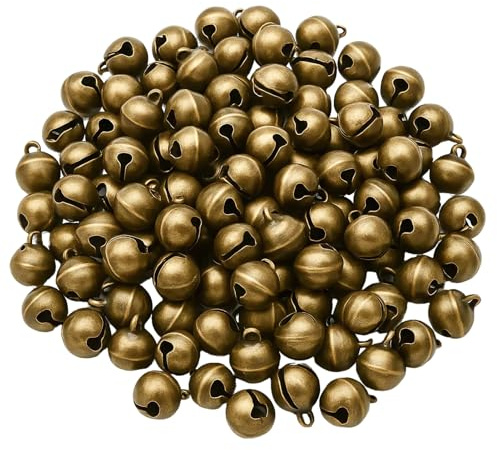 200 campanas vintage de bronce de metal, mini campanas de 6 mm con ojal, pequeñas campanas para manualidades, fabricación de joyas, envoltura de regalo, decoración navideña, carillón de viento