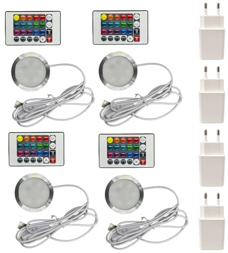 4 Stück 3D-Drucker LED-Lampen-Kit, 16 Arten von RGB Lichtern mit 1.5m USB-Netzkabel& Fernbedienung& USB-Adapter, 5 V, DIY-Hardware-Modell, Nachtlicht Modelle Ersatz für 3D Druck Zubehör
