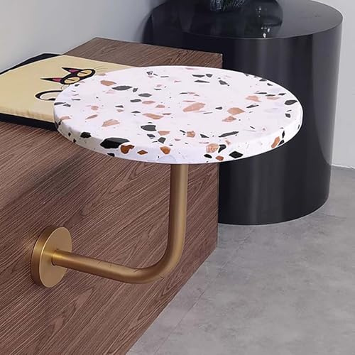LKLNKVL Table de café, Table de Bar Ronde Murale, Petite Table Basse Moderne for Cocktails, comptoir bistrot, pub, for, café(E 40cm/15.8in Dotted Terrazzo)