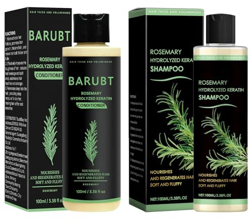 Rosemary Shampoo und Conditioner, Rosemary Extract Shampoo mit Hydrolyzed Keratin, Rosmarinshampoo für Haarwachstum, Repariert Beschädigtes, Reinigt das Haar, Spendet ihm Feuchtigkeit