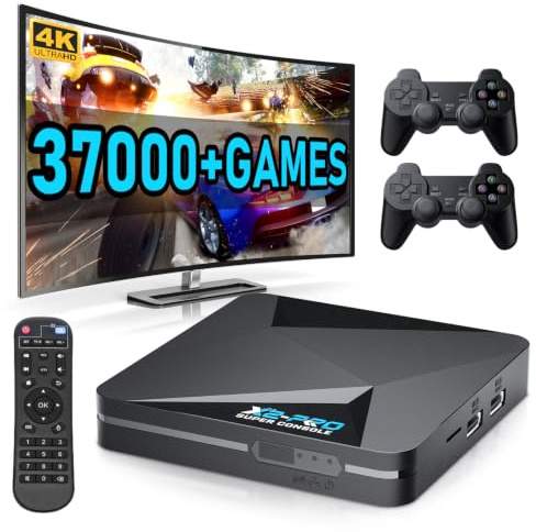 Kinhank Console di gioco retrò con oltre 65000 giochi, Super Console X2 Pro per videogiochi Android 9.0/Emuelec 4.6, chip S905X2, uscita 4K UHD, 2.4G+5G, BT 5.0