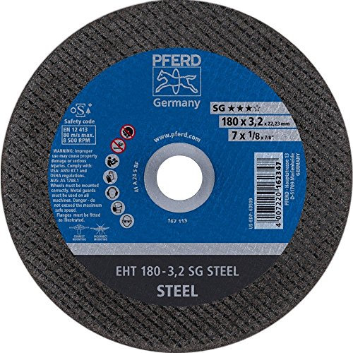 AUGUST RüGGEBERG GMBH&CO.KG 61326222 Freihandtrennscheibe D.178mm Metall Stärke 3,2mm PFERD Bohrung 22,23mm