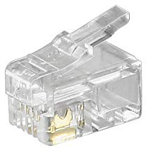 Goobay 50249 RJ10 Westernstecker für Flachkabel, 4 Polig, Zum Crimpen an Telefonflachkabel, Ungeschirmte Version