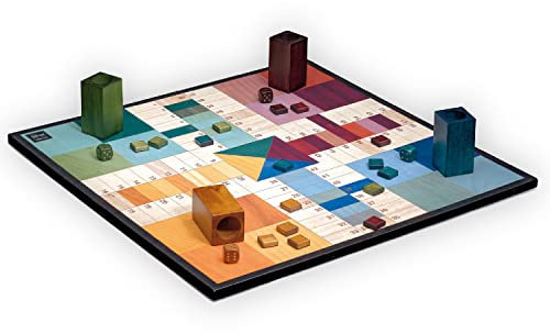 Cayro - Parchís - + 14 Años - Modelo Elegante - De Madera - Juego Divertido de Mesa - Niños y Adultos - Cubiletes y Fichas Cuadradas - 2 a 4 Jugadores