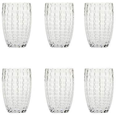 Zafferano Perle Glasbecher - Handgemachtes transparentes Buntglas, cl 32 h 109mm d 71mm - Set 6 Stück - Transparent PR00101