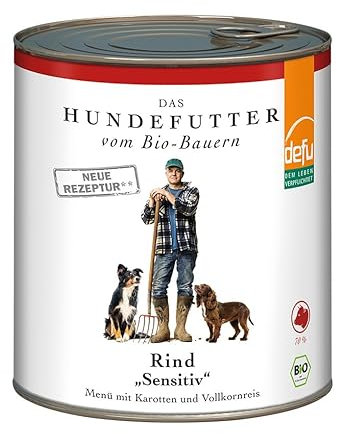defu Hundefutter | 1 x 820 g | Bio Rind Sensitiv | Premium Bio Nassfutter Menü | Alleinfuttermittel für Hunde