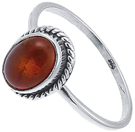 CHICNET Ring aus 925 Sterling Silber und Karneol Stein orange rot oval 8mm, Zopf Rand Damen Herren Steinringe, Vintage Silberringe, Ringgröße 50-58 Fingerringe