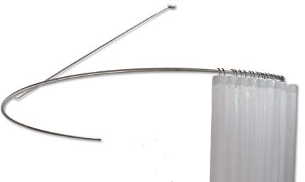Duschvorhangstange Halbkreis 140 cm, gebogene U-Form für Badewannen, Wandabhängung, Edelstahl matt, Duschstange - PHOS Design