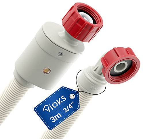 VIOKS Aquastop Zulaufschlauch Waschmaschine Schlauch 3/4 Zoll 3m 90°C Gerade/Gewinkelt - Universal Aquastop Schlauch für Waschmaschine/Aqua Stop Wasserschläuche für Geschirrspüler