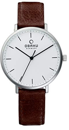 Obaku Denmark Damenuhr mit Lederband Edelstahl 37 MM V186LXCWRN