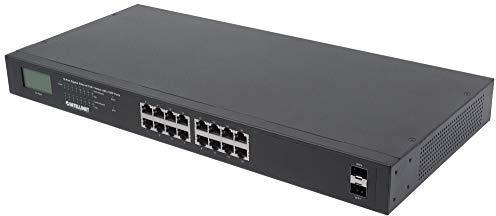 Intellinet 16-Port Gigabit Ethernet PoE+ Switch with 2 SFP Ports, LCD Display, IEEE 802.3at/af Power over Ethernet (PoE+/PoE) Compliant, 370 W, Endspan, 19 Rackmount (UK)