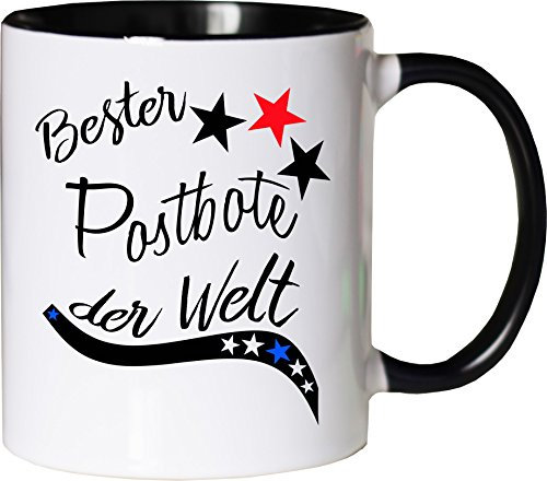 Mister Merchandise Becher Tasse Bester Postbote der Welt. Kaffee Kaffeetasse liebevoll Bedruckt Beruf Job Arbeit Weiß-Schwarz