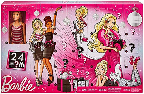 Barbie GFF61 - Glitzer-Fashion Adventskalender mit Puppe und Zubehör, Puppen Spielzeug und Adventskalender Mädchen ab 3 Jahren