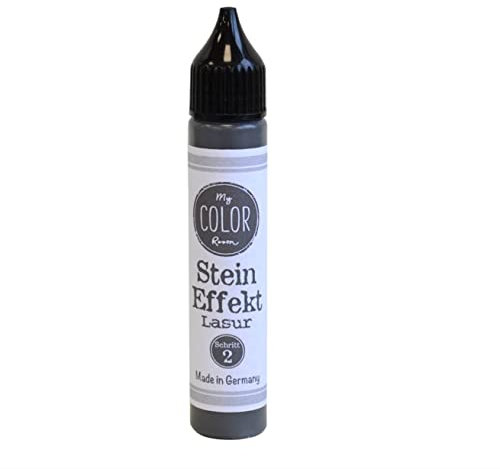 My COLOR Room Stein-Effekt Lasur (Grau, 28 ml) Steinoptik - Steinfarben wetterfest - Effektfarbe für Deko Innen und Außen - wetterfest basteln, Made in Germany