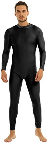 inhzoy Herren Stretch Body Langarm Bodysuit Overall Ganzanzug Stehkragen Langarmshirts Männer Einteiler Unterwäsche Bodywear Schwarz M