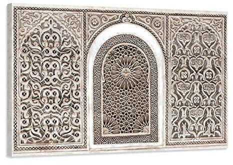 Tableau Oriental Arabesque - Décoration murale Arabe - 90x60cm et 120x80cm - Impression sur Toile Haute Résolution - Toile Tendue sur un Cadre en Bois (90x60cm)