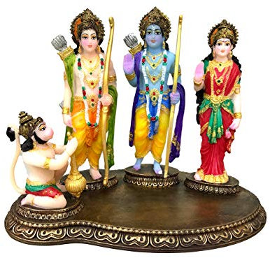 Sri Krishna Culture Hand Carved Ram Darbar Murti/Statue/Idol,Height-8 Inches,Material-Polyresin & Marble,Made in India