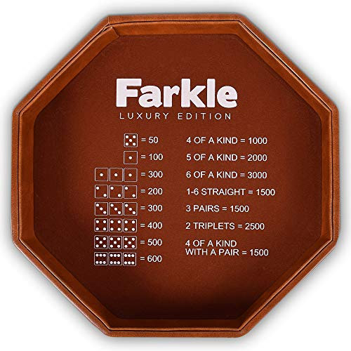 RNK Gaming Farkle Luxury Edition Würfeltablett, PU-Leder, Braun