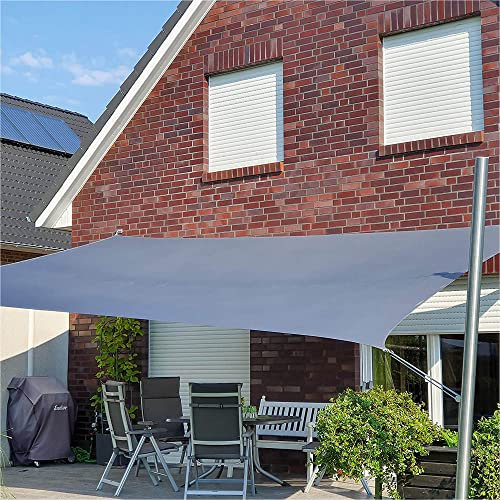 Toldoro Sonnensegel Komplettset Rechteck PES 2 Wandhalter / 2 Höhenverstellbare Edelstahlmasten Ø70x3mm 4x3m anthrazit