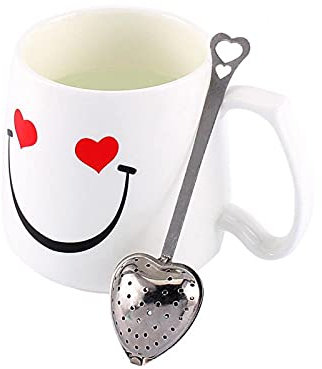 Heart Shape Tea Strainer, Stainless Steel Tea Infuser Strainer Mesh Tea Filter with Long Handle, Reusable Tea Spoon Diffuser for Loose Leaf Teas and Mulling Spices