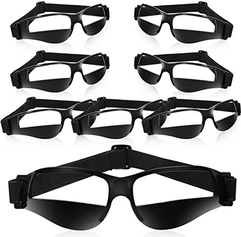 Weewooday 8 Stück Basketball Brille Sport Dribbel Brille Verstellbare Schwarze Sport Brille für Basketball Trainingshilfe für Männer Jugendliche Kinder Lacrosse