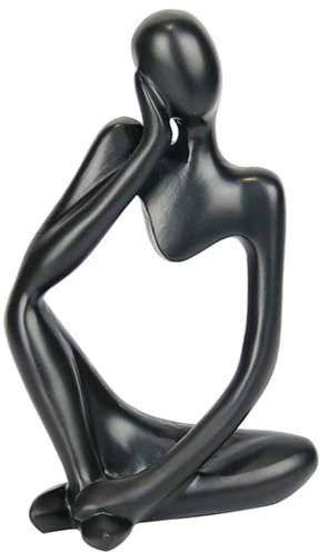 NatureMan Statua di pensatore in resina, scultura astratta, statuetta da collezione, arte per casa, ufficio, tavolo, biblioteca, decorazione (nero, sinistra)