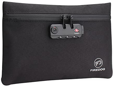 FIREDOG Geruchsdichte Taschen, geruchsdichte Tasche mit Schloss für die Aufbewahrung von Reisen (24,1 x 16,5 cm, schwarz)