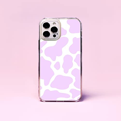 Pastel Cow Spots Animal Print Pattern Plastic Phone Case/Cover Compatible with iPhone 13 Pro Max Lilac