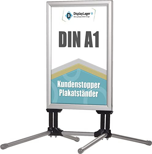 DisplayLager - A1 Porte-Affiche Argent Model Wind-Line, 2x panneaux avant avec antireflet (APET), bilatéral, résistant aux intempéries, pied en robuste/chevalet trottoir aluminium
