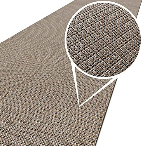 Läufer In-/Outdoor Teppich wasserfest Balkon Teppich auch für Balkon und Terasse Flur Bodenmatte wetterfest Beige Braun Abwaschbar 100 x 50cm