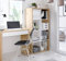 Dmora Libreria Sacramento, Mobile portalibri Reversibile con 8 Scomparti, Mobile Porta TV Multiposizione, 72x33h137 cm, Rovere Effetto Nodi e Bianco