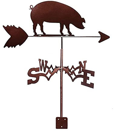 CYXZX Kreative Schwein-Wetterfahne Windfahne Metalltier-Wetterfahne Windrichtungsanzeiger – Gartenmontage Hofdekoration