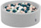 KiddyMoon Piscine À Balles pour Bébé Rond 90X30cm/200 Balles 7Cm Fosses À Boules Jouet Enfant, Gris Clair:Turquoise Foncé/Beige Pastel/Blanc/Menthe
