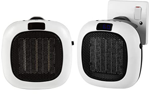 Beldray COMBO-8288 Electric Plug In Heater Set of 2, Portable Heating Unit With LED Display, 12 Hour Timer, 2 Fan Speed and Cool Down Function, Small Personal Space Heater, 700 W, White