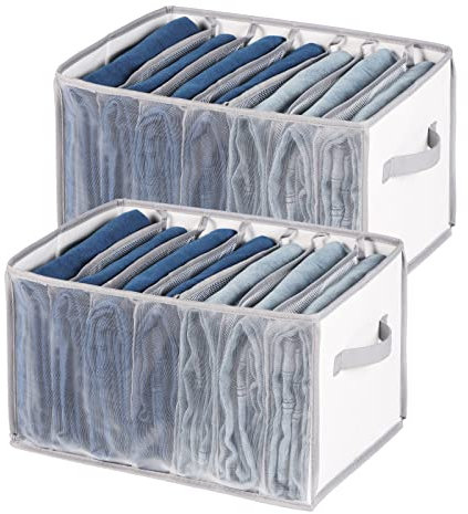 Univivi Jeans Kleiderschrank Organizer, Stoff Großer Faltbare Schrank Organizer Kleiderschrank, Ordnungssystem Kleiderschrank für Kleidung, Jean, Hosen, Pullover