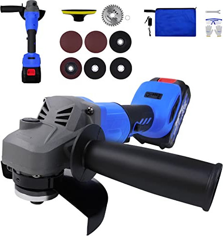 Portable Cordless Angle Grinder 4.5 Inch Grinder Kit 10000RPM, 3000mAh Battery, with Polishing Grinding Wheels, Cutting Wheels, 2-Position Side Handle, Lightweight Small Grinder with Storage Bag