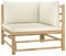 FIRBNUS Garten-Ecksofa mit Kissen Cremeweiß Bambus Sitzecke Balkon Eckcouch Sitzecke Garten Kleine Ecksofas Balkonmöbel Gartenmöbel Balkonsofa Gartensofa Outdoor Sofa Balcony Furniture
