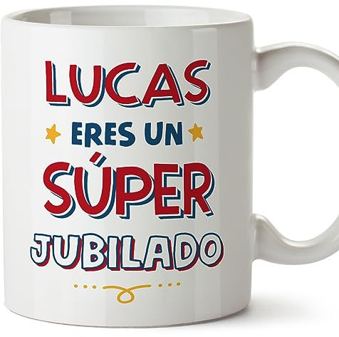 MUGFFINS Tazas Personalizadas para JUBILADO hombre - En Español - Eres Súper - 11 oz / 330 ml - Regalo Personalizable original y divertido