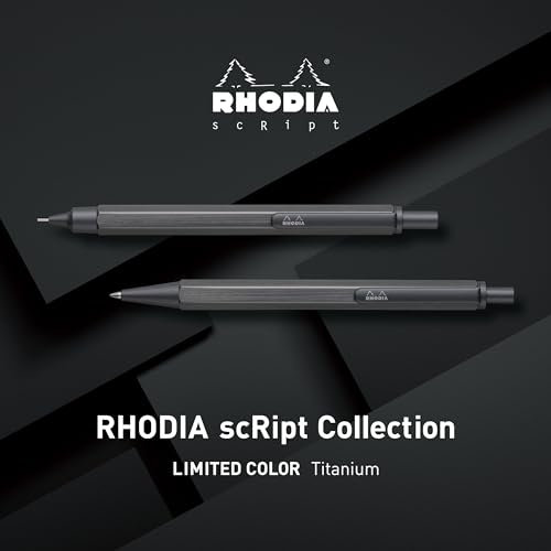 Rhodia 9372C - Kugelschreiber Rhodia scRipt, hochpräzise Spitze 0,7mm, elegant und einfache Handhabung, Titan, 1 Stück