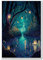 Yuaruo Fantasy Spiritueller Wald Leinwand Wandkunst, magische coole Laternen auf Bäumen, blaues Poster für Zimmer, ästhetisch, Feen-Wunderland, dunkle Nacht, Glühwürmchen, Fluss, Bild, Dekoration,