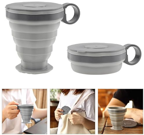 Collapsible Camping Cup, Silicone Foldable Travel Cup, Portable Leak Proof Drinking Cup, Expandable Sport Bottle for Outdoor Camping Travel and Hiking, Reusable Silicone Cup