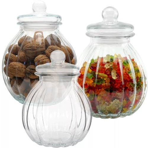 MIKONI Bonboniere Bonbonglas Vorratsglas Vorratsgläser Gebäckdose Keksdose Vorratsdosen Glasbehälter Apothekerglas Glasdose S10 (3600 ml)