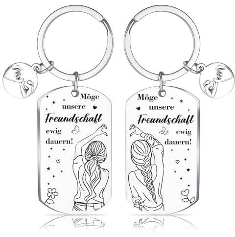 Utensilsto 2 Stück Schlüsselanhänger Beste Freundin Geburtstagsgeschenk Edelstahl Schwester Schlüsselanhänger mit Herz Gravur Freundschaftsgeschenke Geschenkideen Geburtstagsgeschenk für Freundin