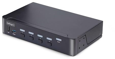 StarTech.com 4-Port DisplayPort KVM Switch, 8K 60Hz / 4K 144Hz, Single Display, DP 1.4, 2x USB 3.0 Ports, 4x USB 2.0 HID Ports, Push-Button & Hotkey Switching, TAA Compliant (D86A2-4-PORT-8K-KVM)