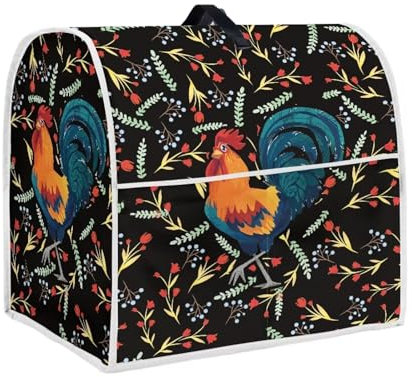 Annejudy Chicken Floral Pattern Kitchen Aid Mixer Cover, Food Processor Cover with Durable Hanlde and Pocket, Dust Covers for Kitchen Appliances Stand Mixer or Coffee Maker Appliance Cover