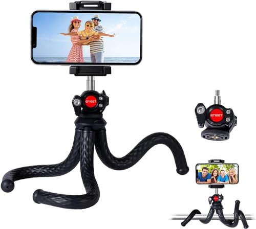 EMEET Kamerastativ, Mini Flexibles Stativ mit Telefonhalter und 1/4 Zoll Schraube, 360° Kugelkopf, Telefon Vlog Stativ mit 2.0 kg Tragfähigkeit, Kompaktes Mini-Stativ für Telefon/Kamera/Webcam